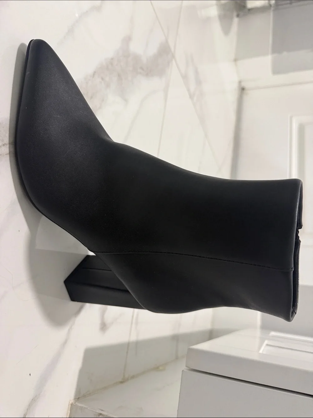 Wild Pair Women's Black Pointed Toe Block Heel Bootie